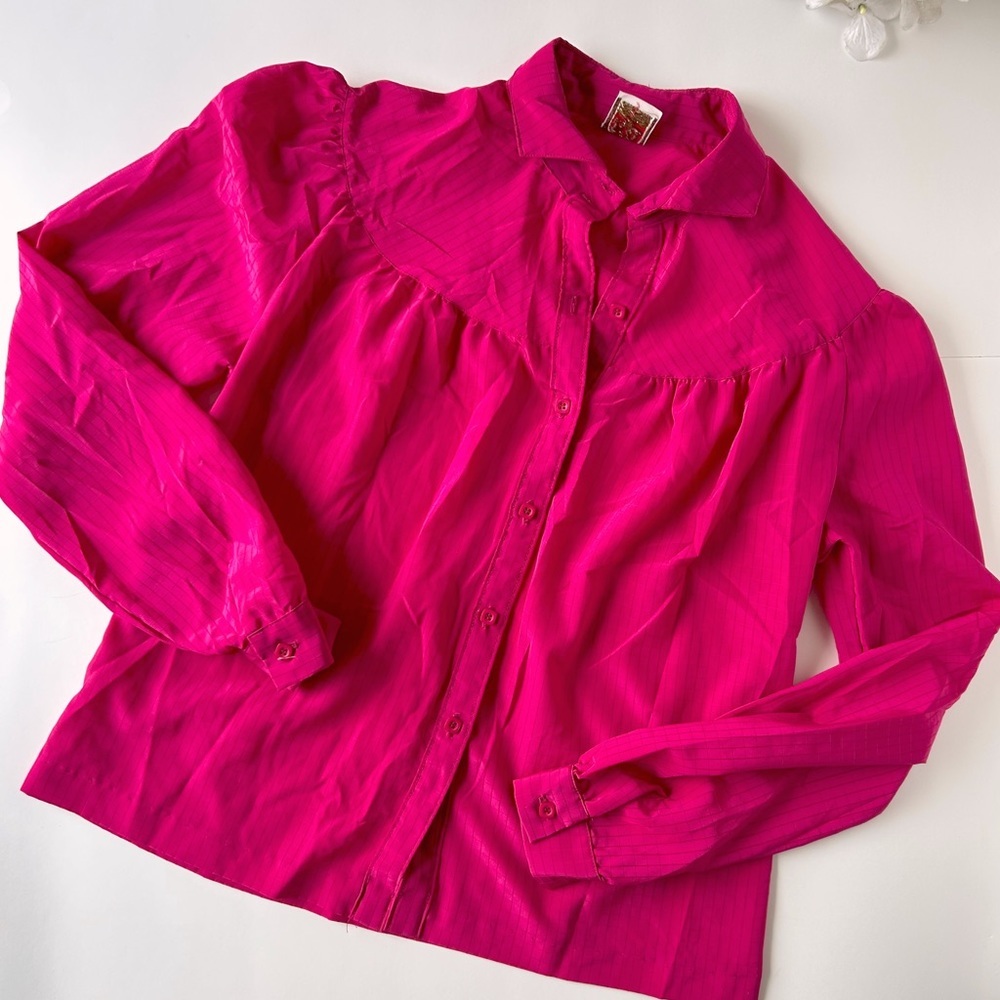 Vintage Hot Pink Button Down Blouse
